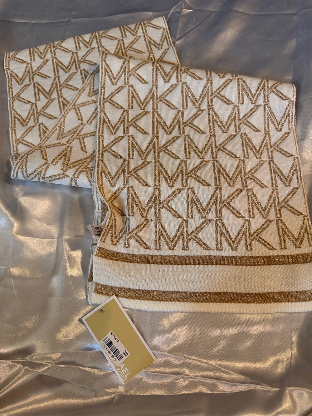 Michael Kors Cream & Gold MK Monogram Scarf